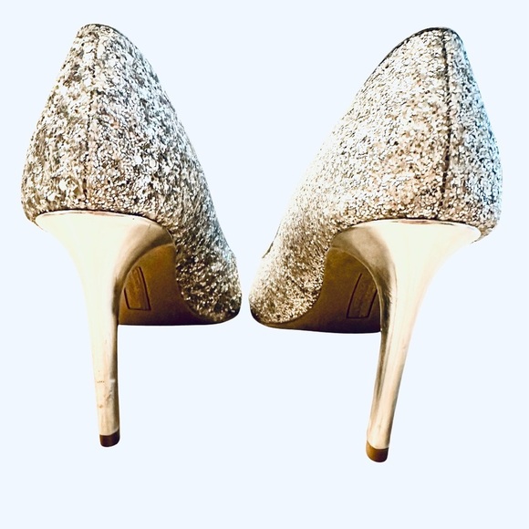 Christian Siriano By Payless Silver Glitter Disco Heels 4” Stiletto Women’s 8 - Picture 4 of 8